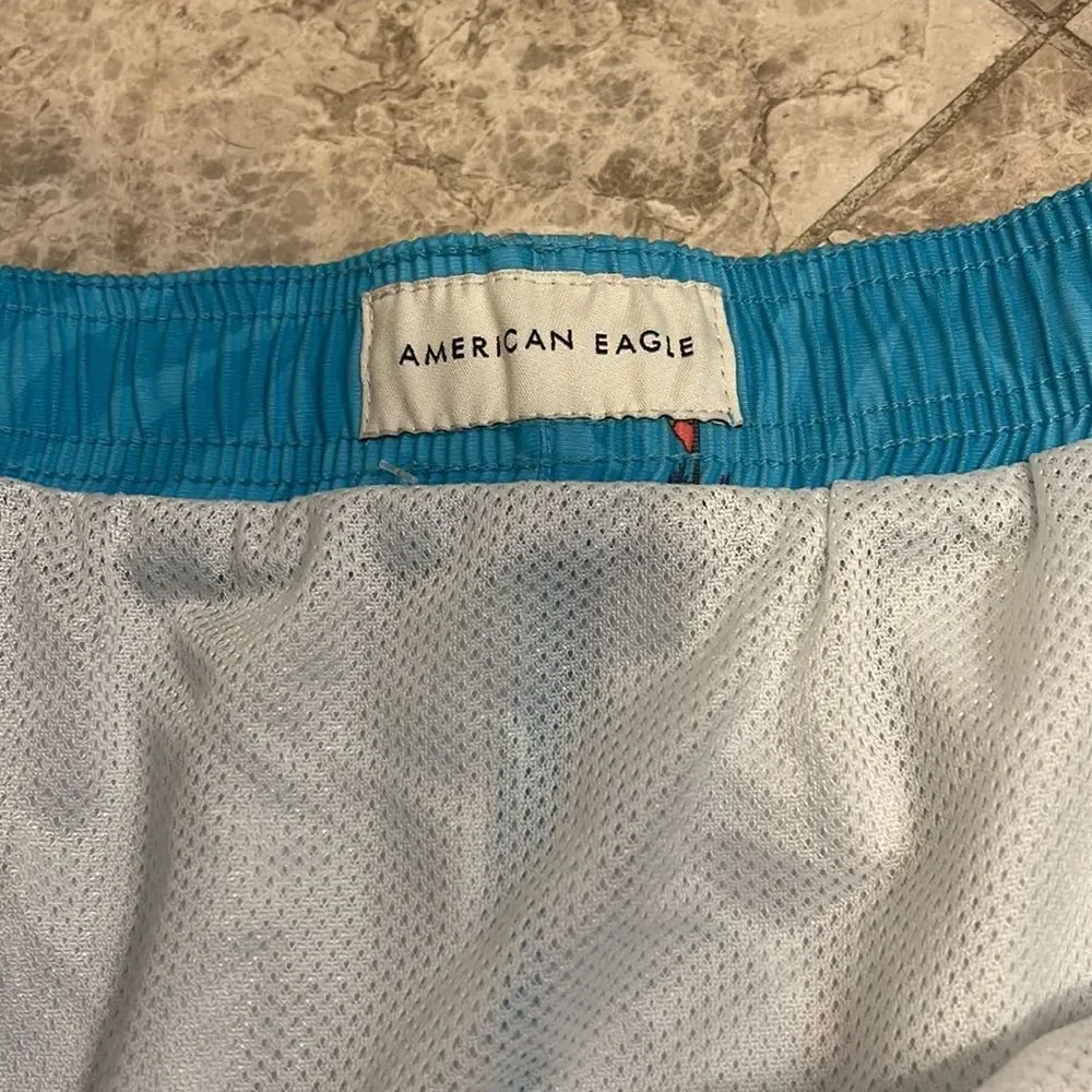 American Eagle AEO Palm Tree Swim Trunks Blue XL